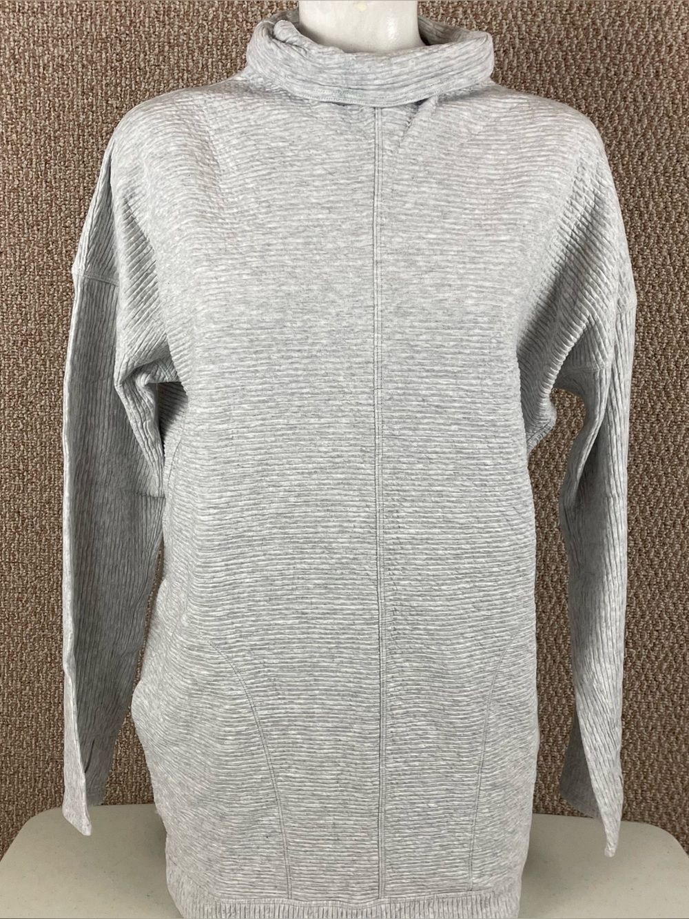 Lululemon Call for Cozy Dress Size 8 Heathered Ribbed Pockets Grey 376